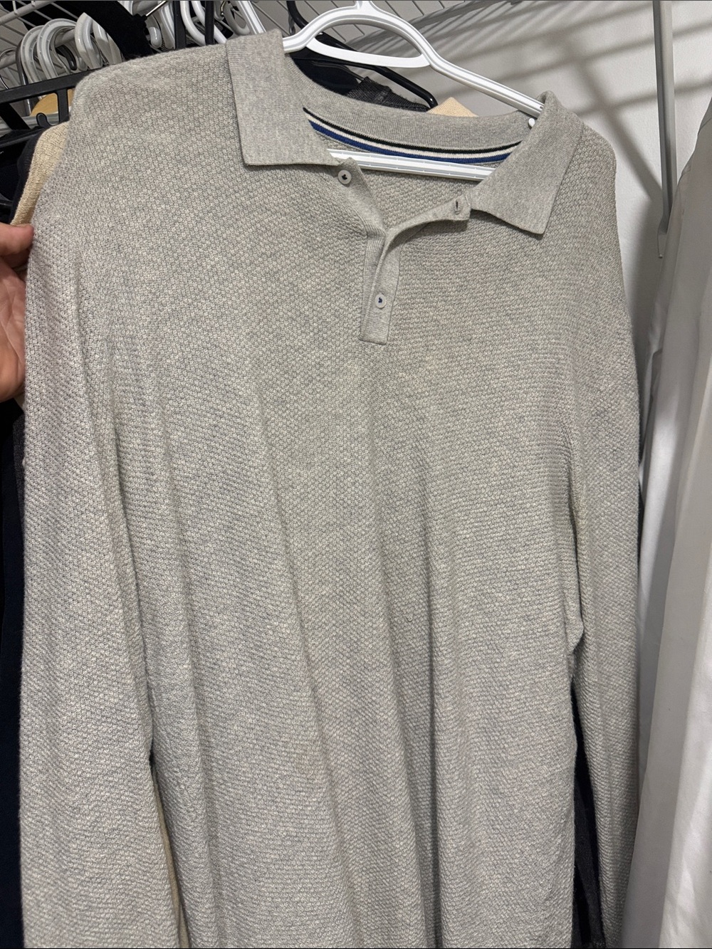 Kit ace Men's Long-Sleeve Polo Shirt in Light Gray